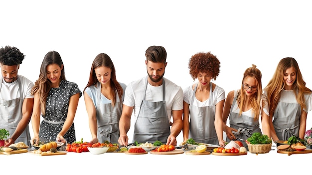Happy people cooking